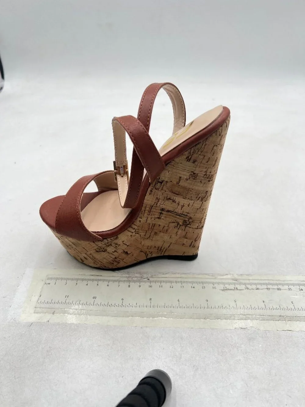 FSJ Tan Open Toe Ankle Strap Wedge Heel Platform Sandals - Picture 2 of 8